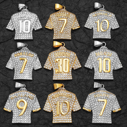 Football Legends Necklace – Messi, Cristiano Ronaldo, Neymar, Mbappé & Haaland Stainless Steel Pendant Chain Fashion Jewelry Gift for Men