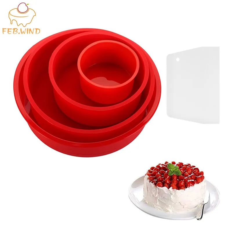 4–10 Inch Silicone Round Cake Pan Set – 2, 3, 4 Tier Heat-Resistant Cake Mold for Baking