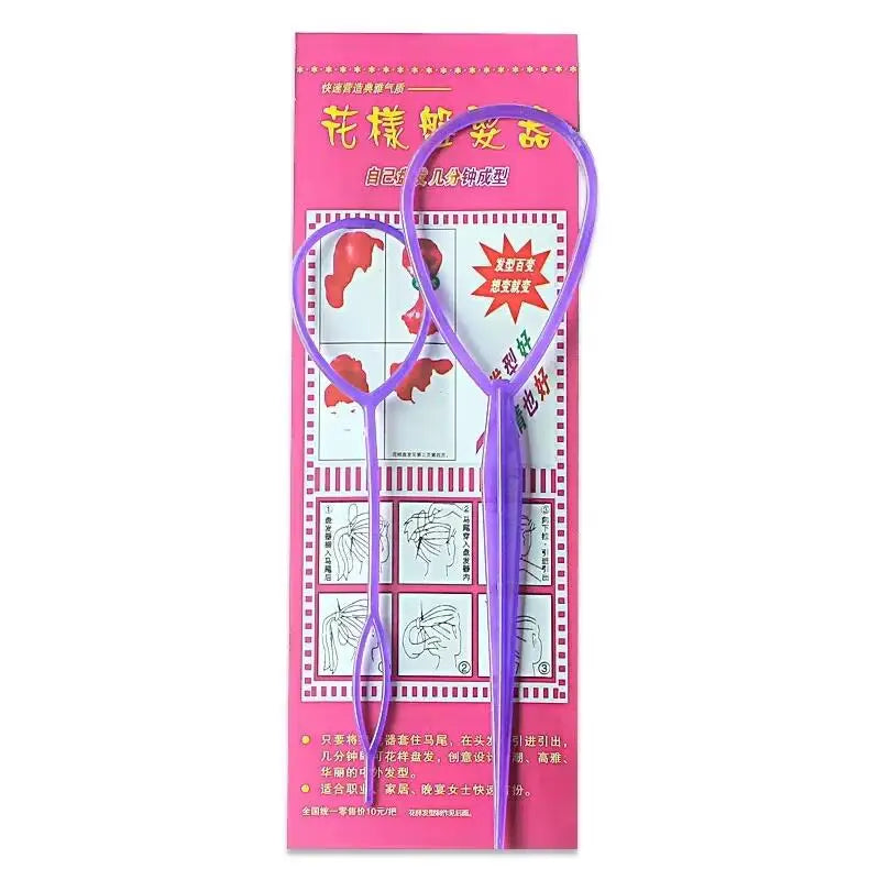 Ponytail Creator Styling Tool Set - Plastic Topsy Tail Loop Hair Braid Maker for Women & Girls