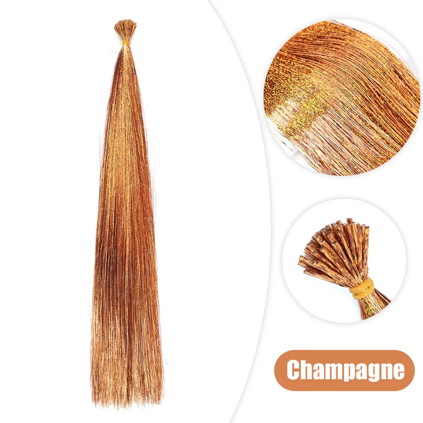 50PCS I-Tip Glitter Hair Extensions - Synthetic Fairy Tinsel Hair Strands for Women & Girls Party Hair Accessories
