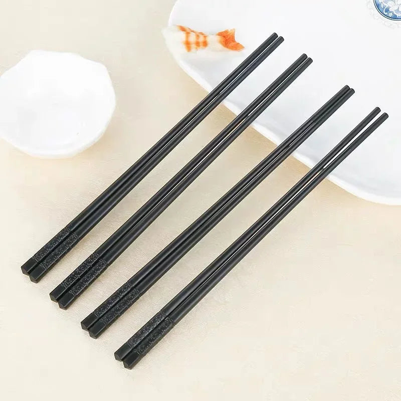 Reusable Black Alloy Chinese Chopsticks – Food Grade, Safe Bamboo, High-Temperature Sterilizable Sushi Sticks
