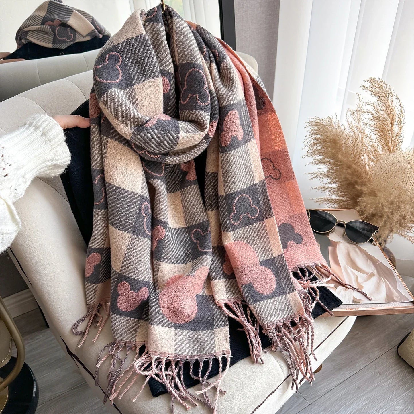 Women’s Luxury Winter Scarf - Thick Warm Cashmere-Style Shawl Wrap with Long Tassels