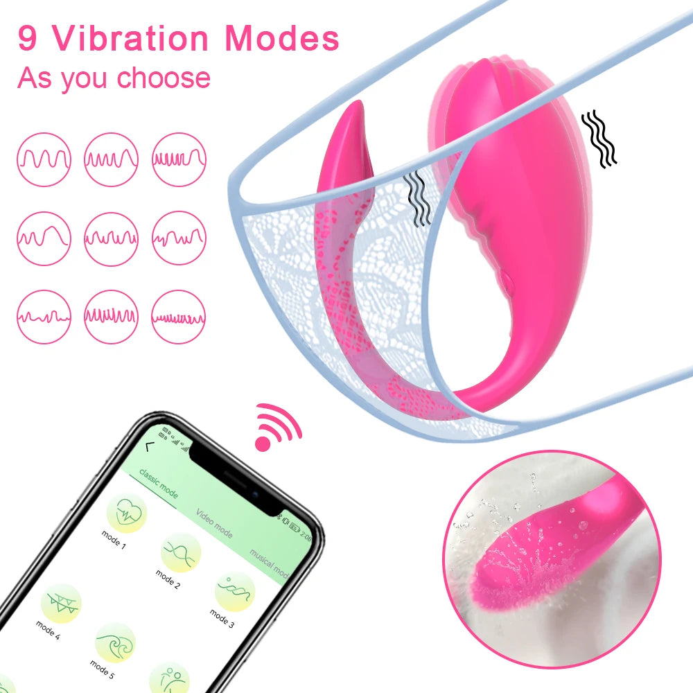 Bluetooth Wireless Remote Control Vibrator - Clitoris and G-Spot Stimulator Egg for Women, App-Controlled Adult Sex Toy