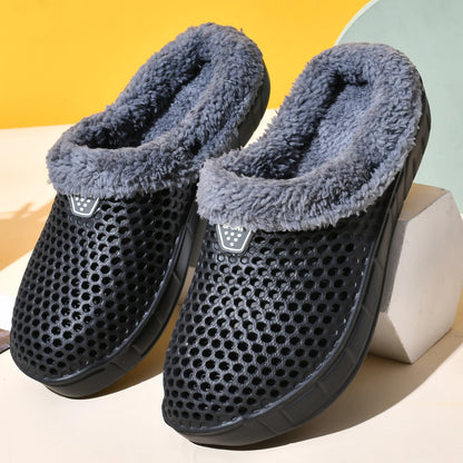Couple Cotton Slippers – Winter Warm Plush Velvet Thickened Clogs for Men & Women