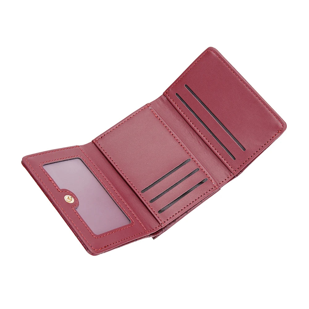 Baellerry Short Women’s Wallet — Crocodile Pattern Coin & Card Holder with Photo Slots, Hasp Purse for Girls