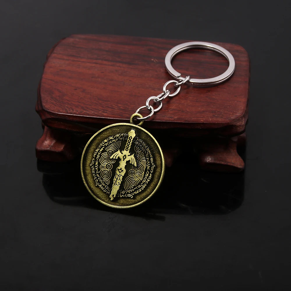Zelda Tears of the Kingdom Purah Pad Keychain – Master Sword & Hylian Shield Pendant for Fans