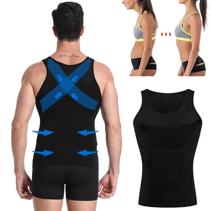 Men’s Slimming Shapewear Corset Vest — Compression Tummy Control Waist Cincher Sports Shirt