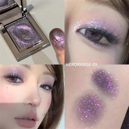Metallic Glitter Eyeshadow Palette – Sparkling Cream Mousse Shimmer Highlighter in Punk Purple Pearlescent Pigments