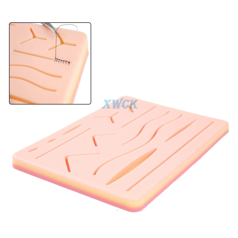17Pcs/Set Silicone Suture Pad Kit - Medical Surgical Suture Practice Model Trainer Set with Tools