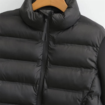 2024 Women’s Autumn & Winter Splicing Cotton Jacket – European & American Style Fashionable Short Outerwear