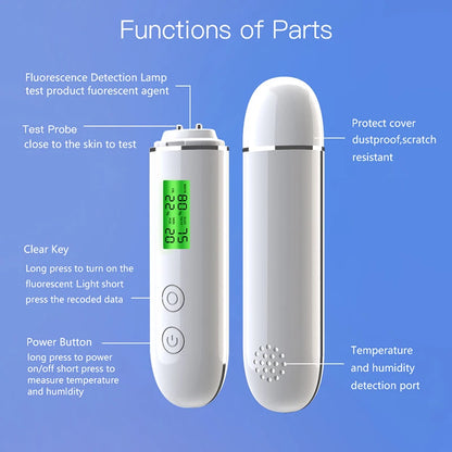 LCD Digital Skin Analyzer Pen — Face Tester for Moisture, Oil & Skin Health with Fluorescent Display