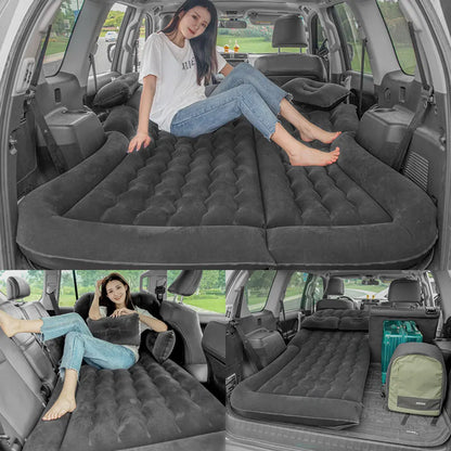 New Car Inflatable Bed: PVC and Flocking Air Travel Mattress for Most Small Cars - Comfortable Beige, Black, and Gray Options for Adults on-the-Go!