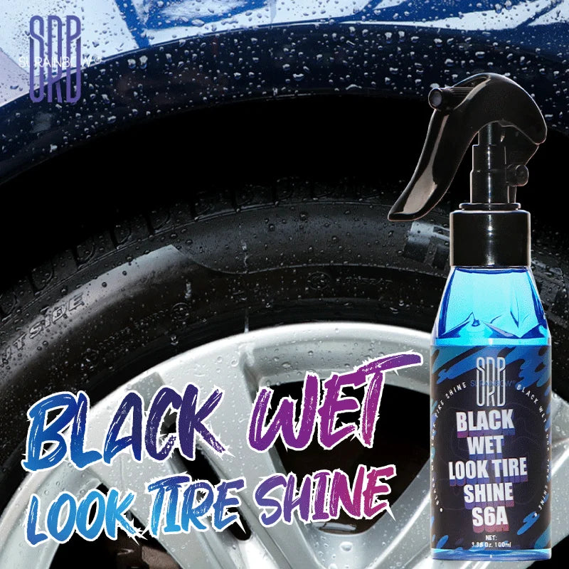 Black Wet Look Tire Shine Dressing Spray – Glossy Tire, Vinyl & Plastic Clear Coat with UV Protection
