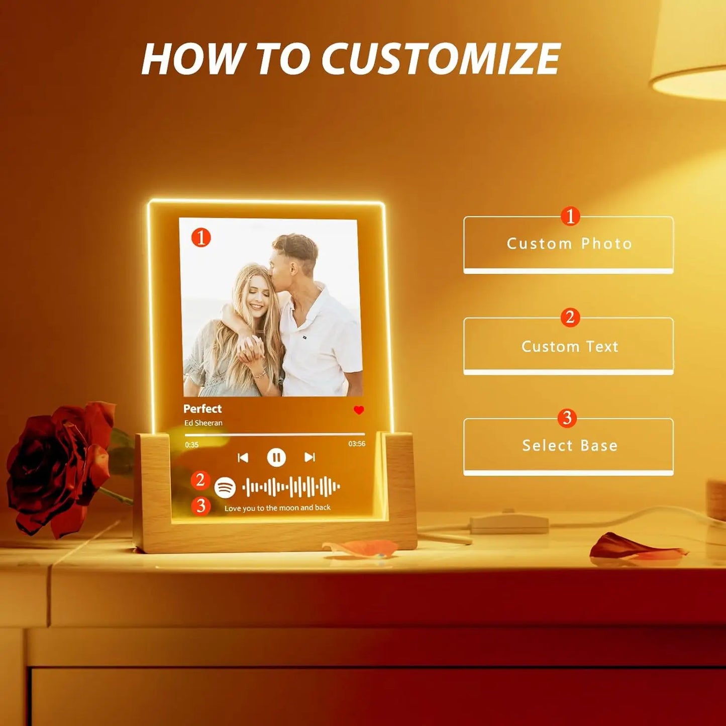 Customized Spotify Music Plaque – Personalized Acrylic Photo Frame Lamp for Anniversary, Birthday & Romantic Gifts