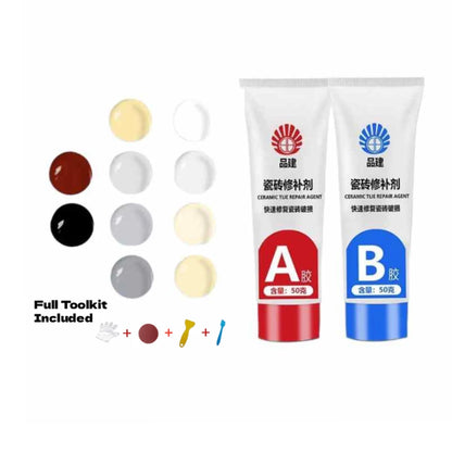 Tile and Ceramic Repair Kit - Waterproof Crack, Chip, and Gap Filler for Floors, Toilets, Sinks, and Bathtubs