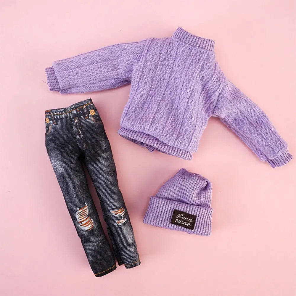 1/6 Doll Winter Fashion Outfit – Handmade Sweaters, Pants & Hats for 29–32cm Dolls