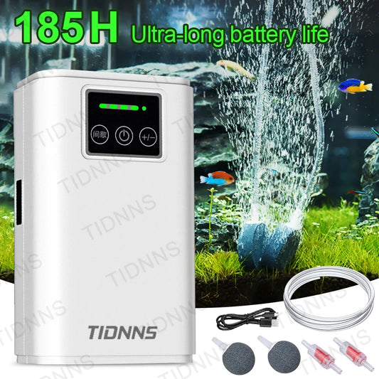 Aquarium Fish Tank Oxygen Pump – Dual-Purpose USB Rechargeable Air Pump with 6000mAh Lithium Battery, Portable & Mute