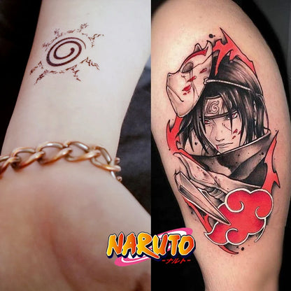 Naruto Temporary Tattoo Stickers — 5/10/20 Pcs Waterproof Anime Body & Arm Art for Cosplay (Sasuke, Itachi, Uzumaki)