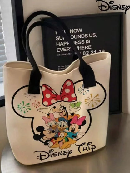 Disney Cartoon Canvas Messenger Bag – Large Capacity Casual Tote & Schoolbag for Students, Shopping & Everyday Use