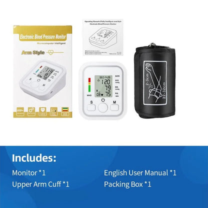 Spanish Voice Digital Arm Blood Pressure Meter – Medical Tonometer, Tensiometer, Sphygmomanometer with Pulse Measurement
