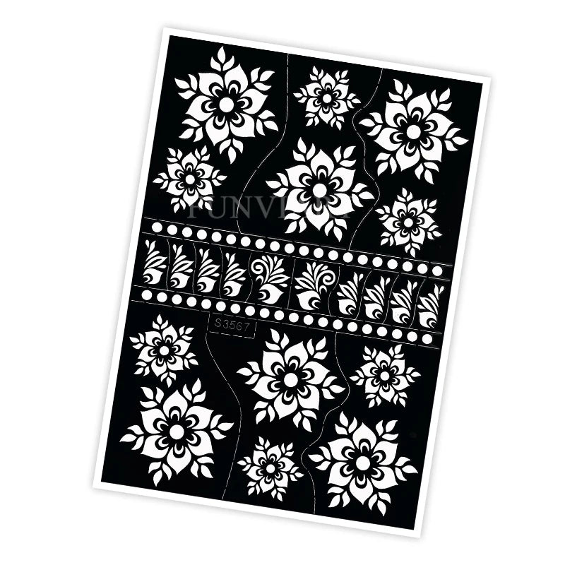 Reusable Henna Stencil Templates for Hand & Body – Floral Tattoo Stencils for Women, Weddings & Festivals Body Art Makeup Tools