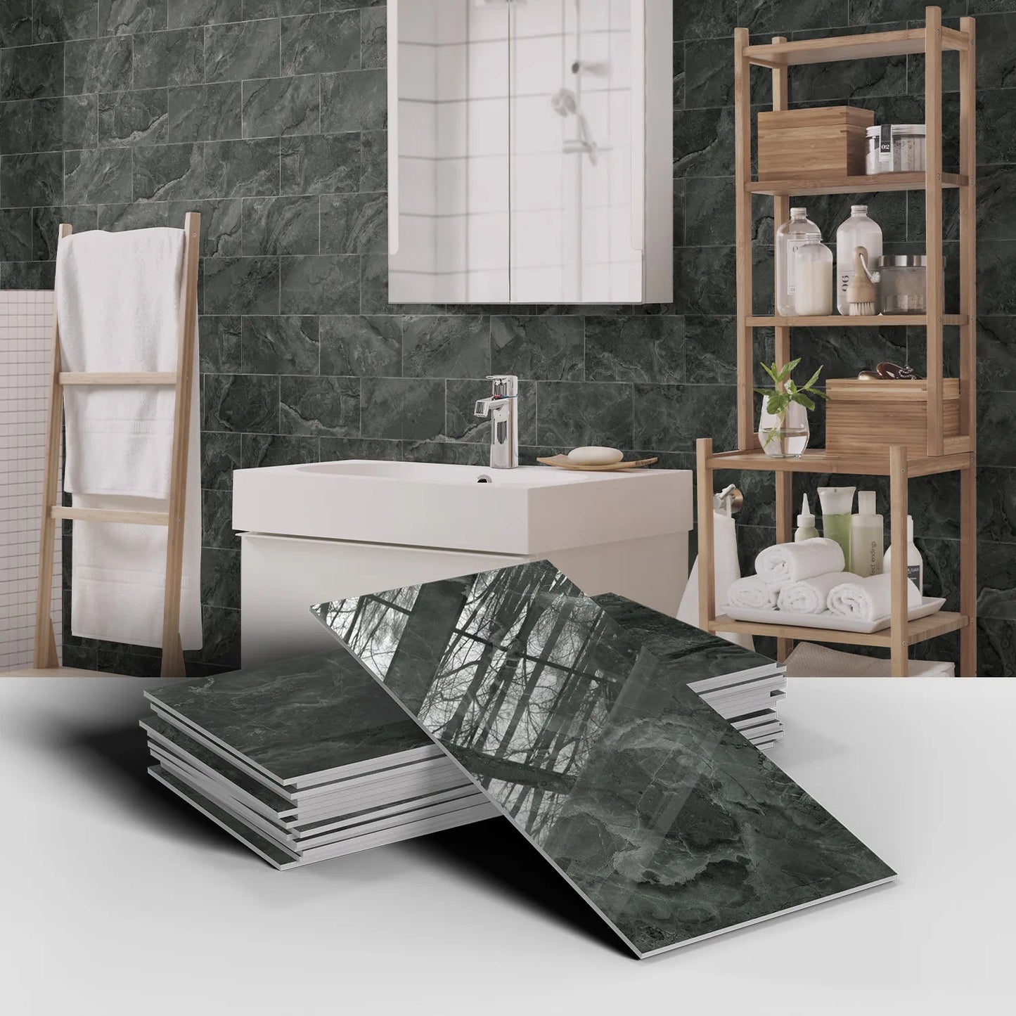 16PCS Marble Pattern Wall Stickers - Waterproof Oil-Proof PET Foam Kitchen Backsplash & Decorative Wallpaper Panels