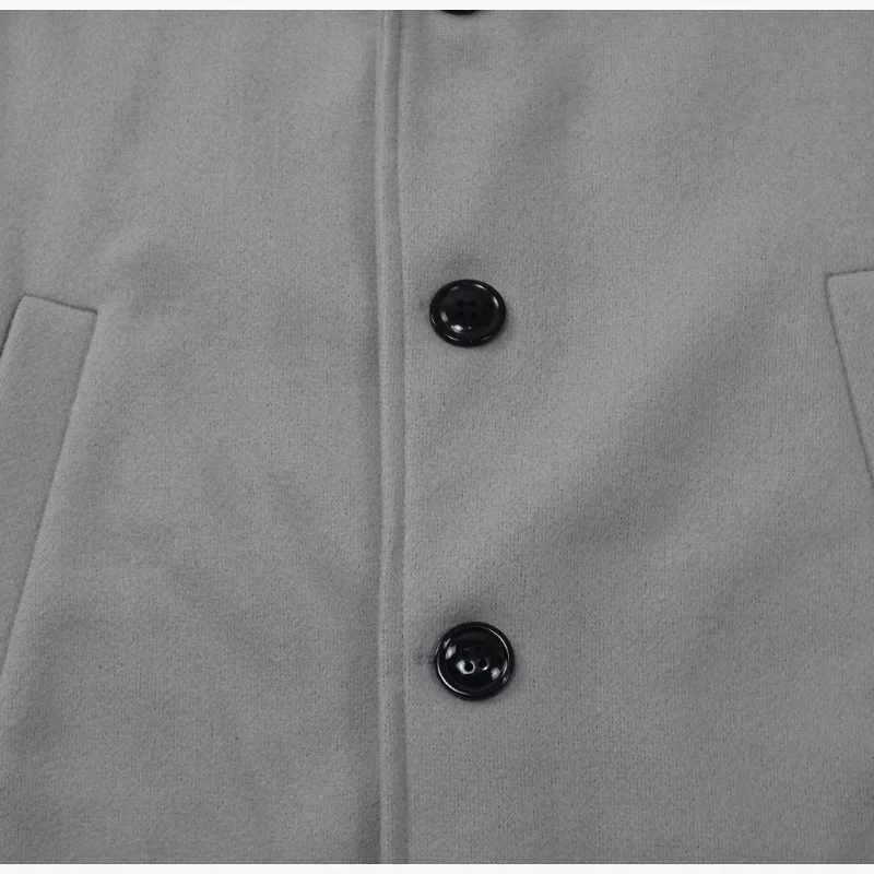 Men's Streetwear Jackets - Solid Color Casual Wool Coat, Single Breasted Lapel Outerwear for Spring and Winter