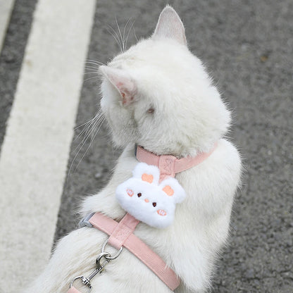 Adjustable Cat & Small Dog Harness with Leash – Breathable Pet Walking Strap Set