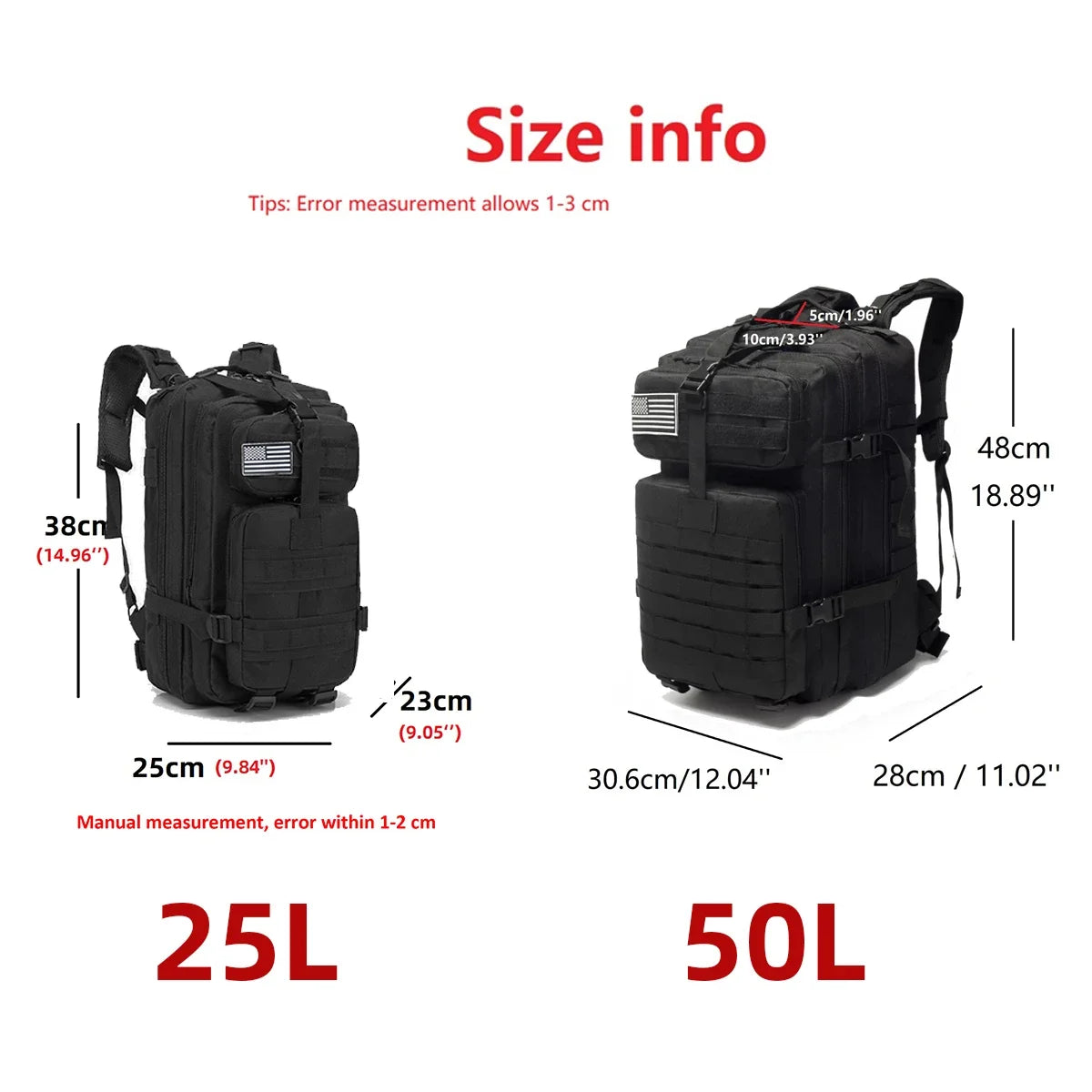 25L/50L Nylon Waterproof Backpack - Outdoor Trekking, Fishing, Hunting, Tactical Sports Rucksack for Camping & Hiking