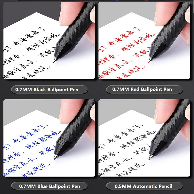 4 in 1 Multifunction Luxury Pen - 3-Color Ballpoint, 0.5mm Mechanical Pencil, Metal Retractable with Gravity Sensor