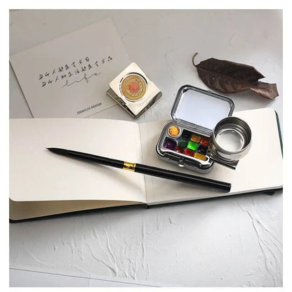 Mini Portable Watercolor Paint Dispenser Set: Travel Watercolour Paint Set with 10/16 Grids Palette Empty Box