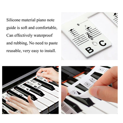 Miwayer Piano Keyboard Stickers - Removable 61/88 Key Note Labels for Beginner Piano Learning Guide