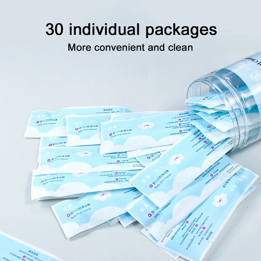 30-Piece Disposable Baby Oral Cleaning Swabs - Newborn Tongue, Gum, and First Tooth Cleaning Care Sticks