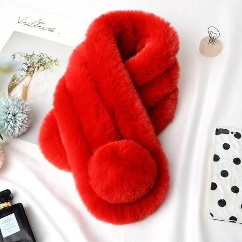 Women's New Rabbit Fur Scarf - Soft and Warm Furry Neck Warmer for Winter Casual Wear