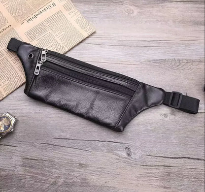 Men's Leather Waterproof Waist Bag - Multi-Functional Compact Phone Wallet & Cash Holder