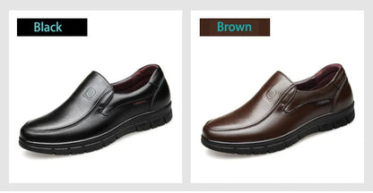 Genuine Leather Casual Shoes for Men – Flat Platform Walking Loafers, Breathable Handmade Outdoor Sneakers
