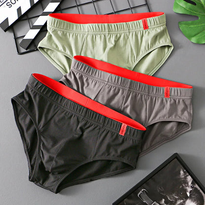 Men’s Cotton Briefs with Convex Pouch – Low Rise Breathable Solid Color Underwear (1/3PCS Pack) Comfortable Youth Fit