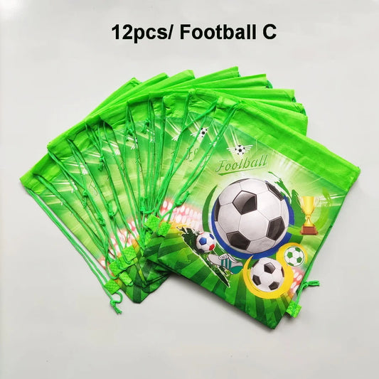 12pcs Cartoon Football Gift Bags – Non-Woven Bundle Pockets for Party & Football Enthusiasts