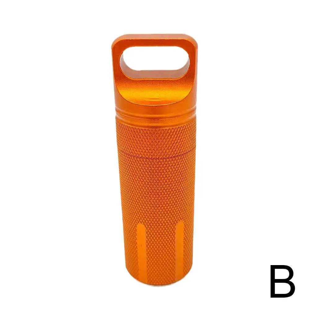 Aluminum Alloy Airtight Pill Container — Portable Waterproof EDC Single-Chamber Capsule Holder & Medicine Case