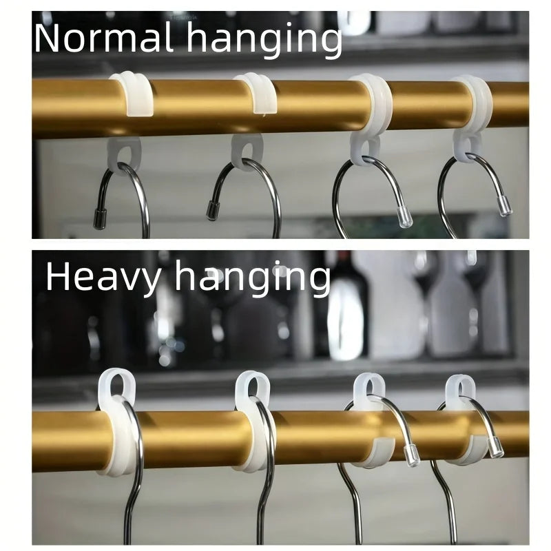 10/200PCS Windproof Hanger Hooks – Anti-Slip Clear Plastic Clothes Hooks for Drying Rack, Household Rod Buckles