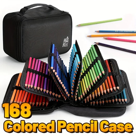 Marie's 168-Slot Colored Pencil Organizer – 7-Layer Detachable Art Case with Zipper Pockets