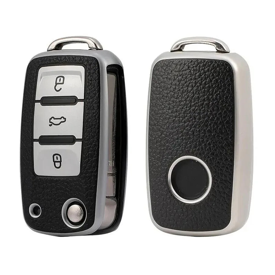 Car Key Case for VW Magotan, Golf, Passat, Touran, Tiguan, Jetta, Skoda Octavia - Compatible with B5 B6 B7 B8 MK6 Models
