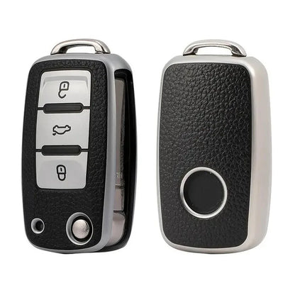 Car Key Case for VW Magotan, Golf, Passat, Touran, Tiguan, Jetta, Skoda Octavia - Compatible with B5 B6 B7 B8 MK6 Models
