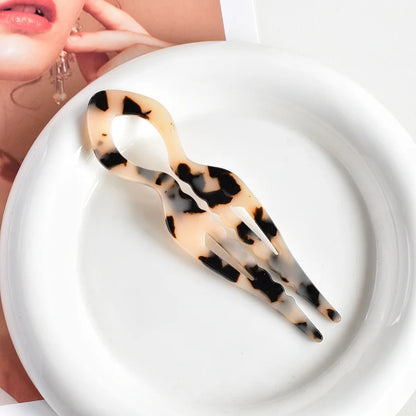 Acrylic Fish Tail U-Shaped Hairpin - French Twist & Lazy Bun Styling Accessory