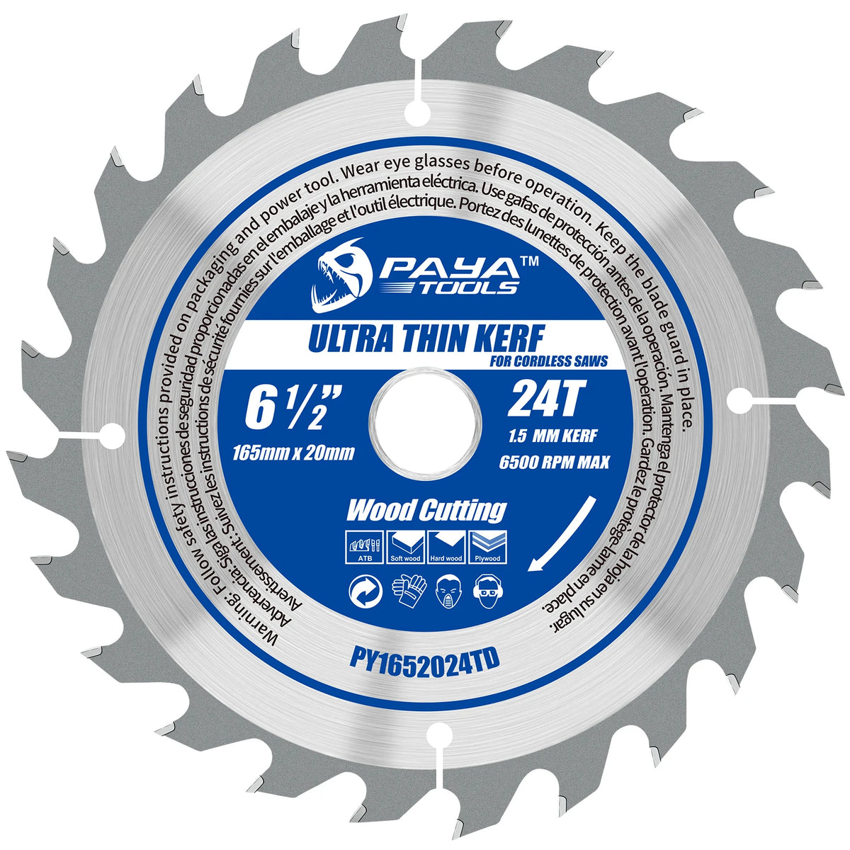 PAYA TCT Circular Saw Blade - ATB Framing Blade for Wood Cutting, TÜV Rheinland Tested & Certified