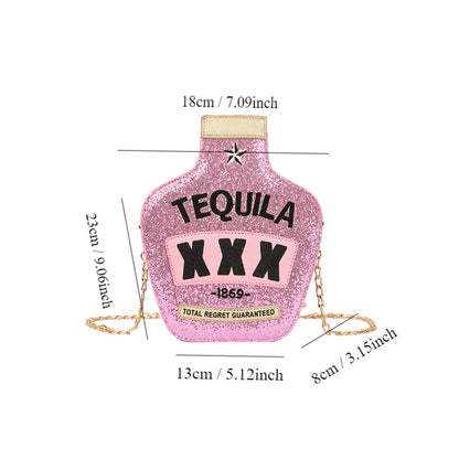 Ladies Fashion Laser Sequin Letter Wine Bottle Crossbody Shoulder Bag – Creative Personalized Design