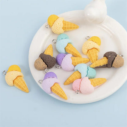 3D Ice Cream Resin Charms - Cute Food-Themed Pendants for DIY Earrings, Keychains & Jewelry Accessories