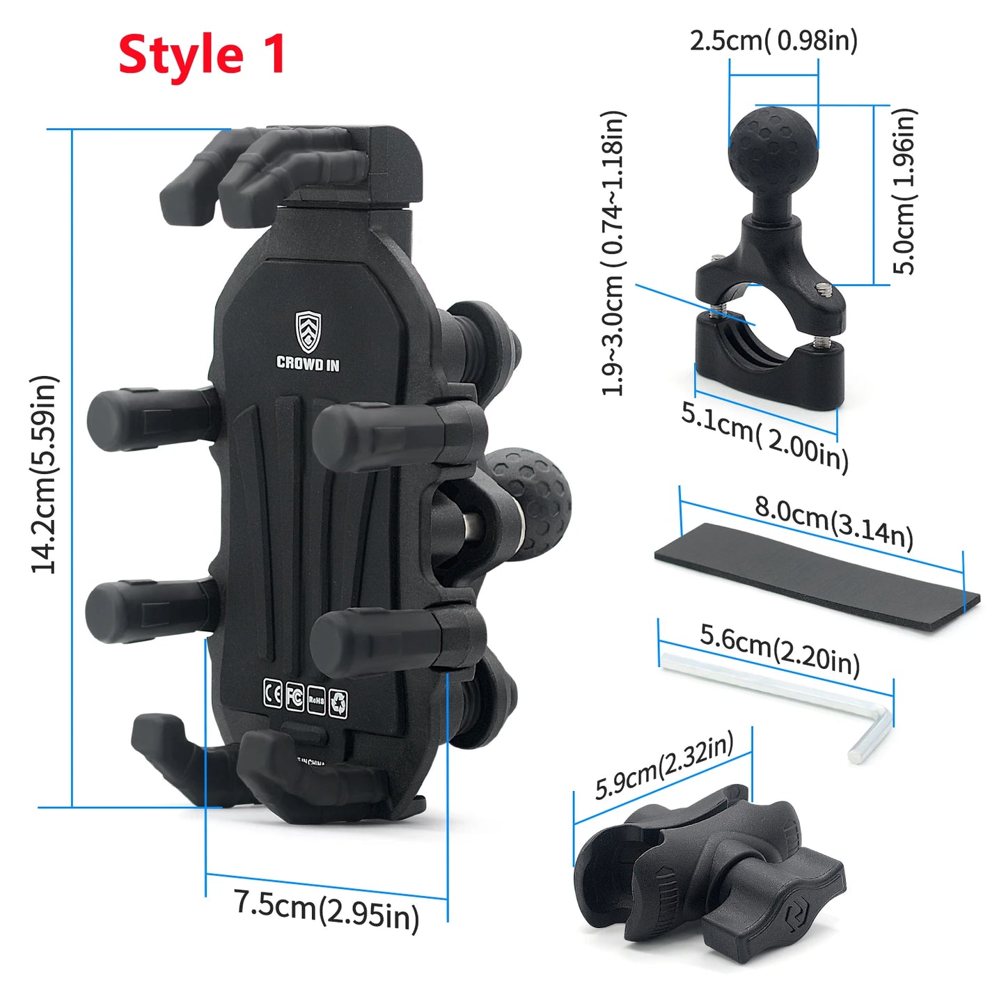 Aluminum Motorcycle Handlebar Phone Holder – Anti-Vibration Navigation & Mirror Mount Stand