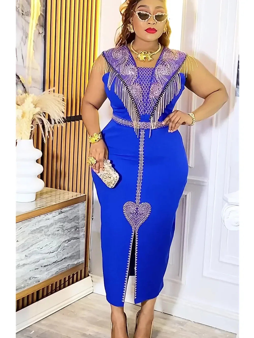 Plus Size African Party Dress - Elegant Dashiki Ankara Wedding Evening Gown