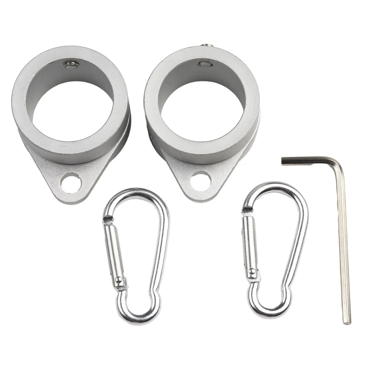 2-Piece Aluminum Flagpole Rings - 360° Rotating Anti-Wrap Flag Mounts with Carabiners for 0.75–1.02 Inch Poles